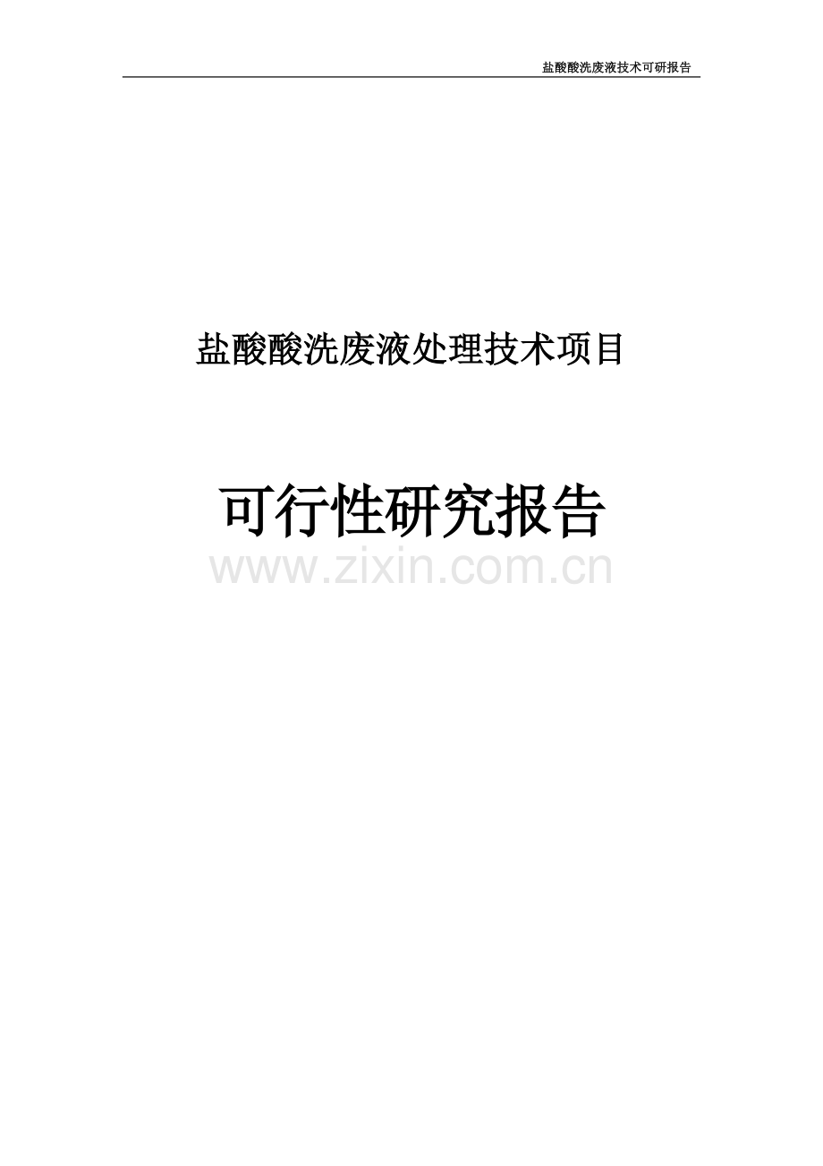 盐酸酸洗废液处理技术项目可行性论证报告.doc_第1页