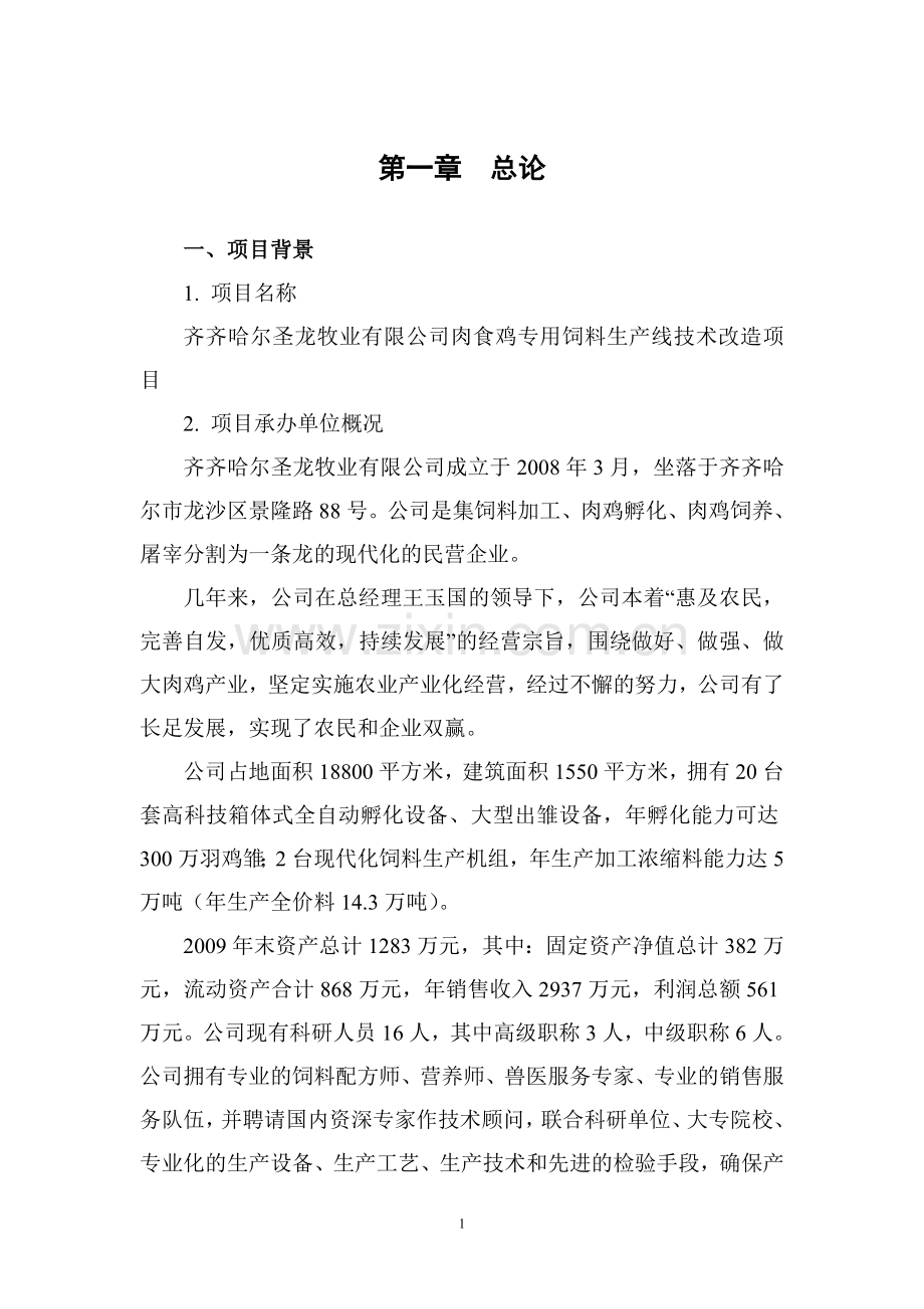齐圣龙24万吨肉食鸡饲料技改可行性研究报告.doc_第1页