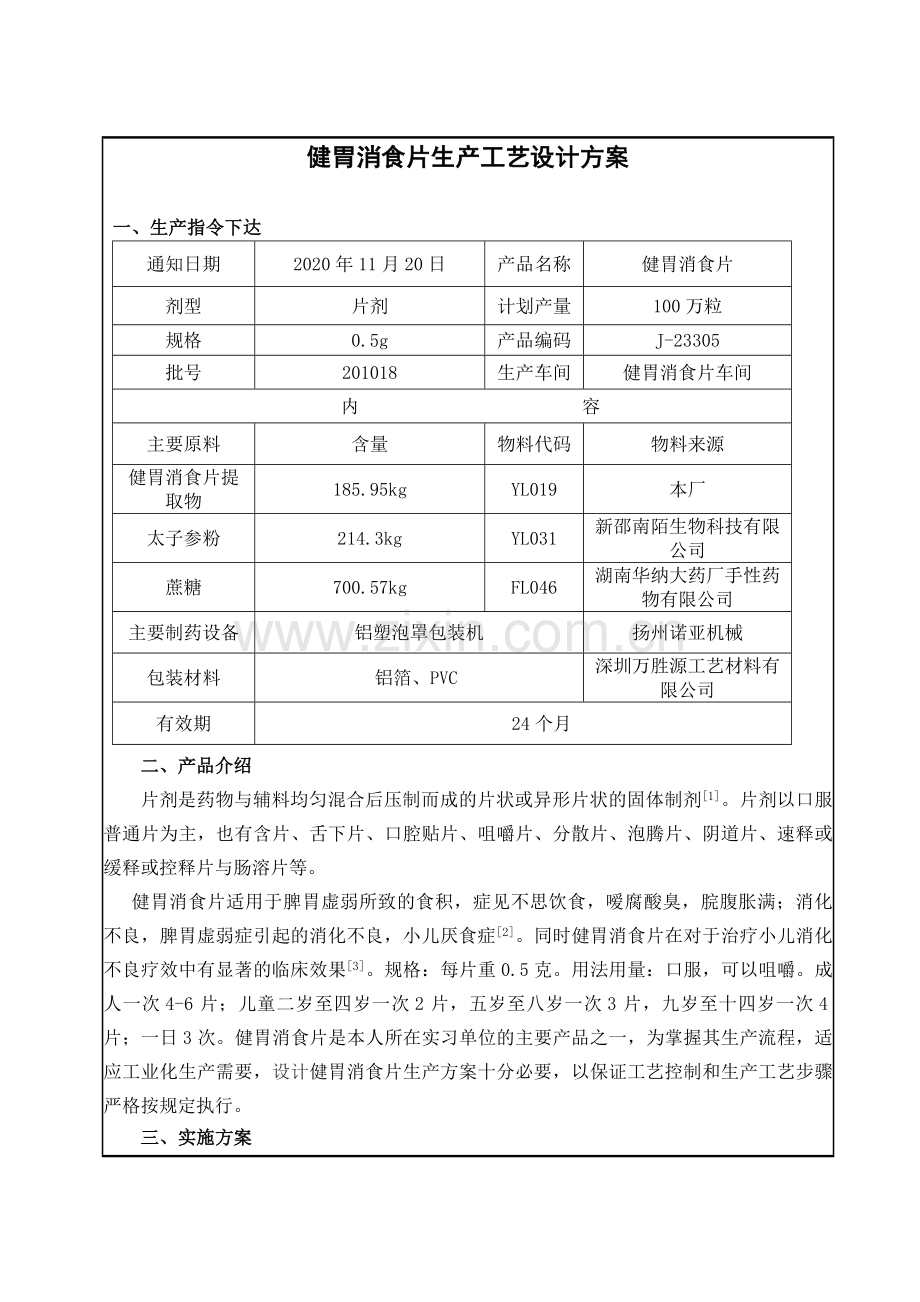 健胃消食片生产工艺设计方案.docx_第1页