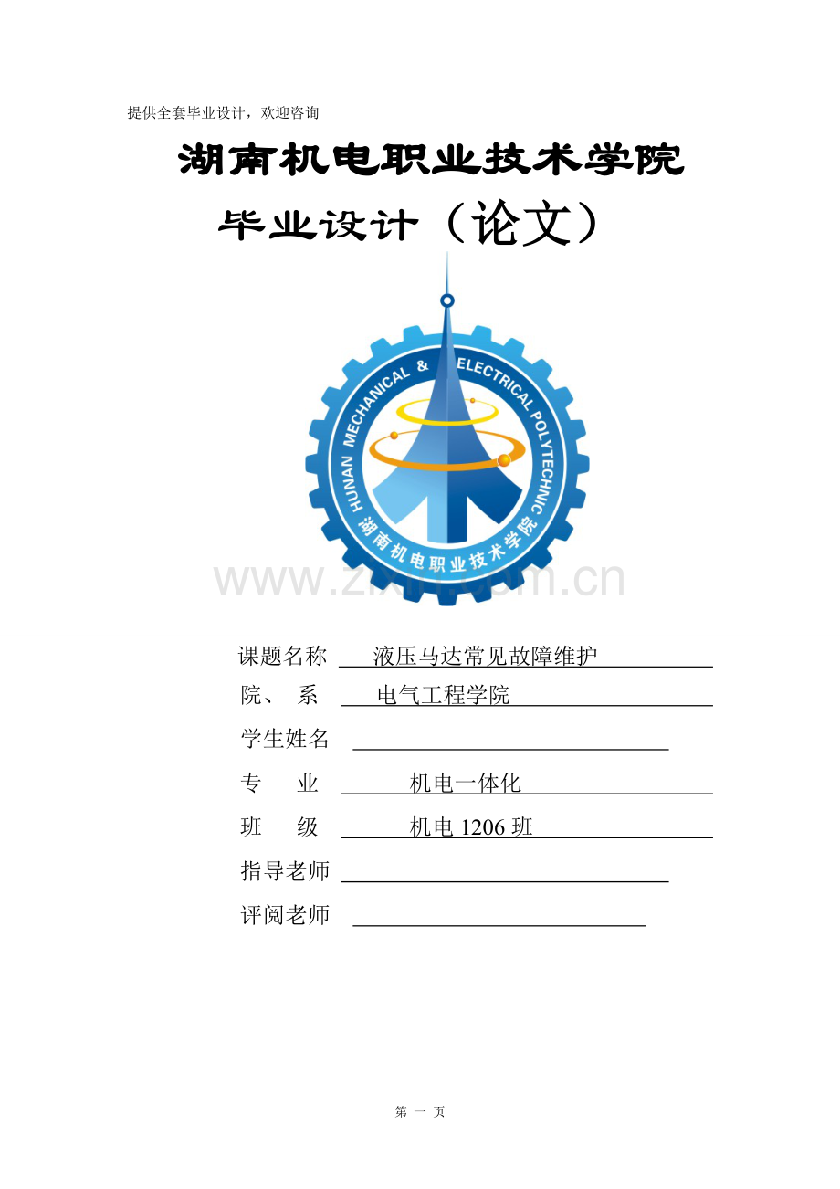 液压马达常见故障维护方案设计.doc_第1页