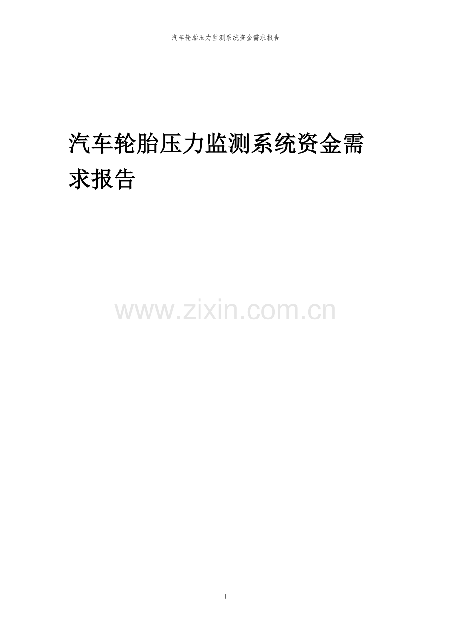 2024年汽车轮胎压力监测系统项目资金需求报告.docx_第1页
