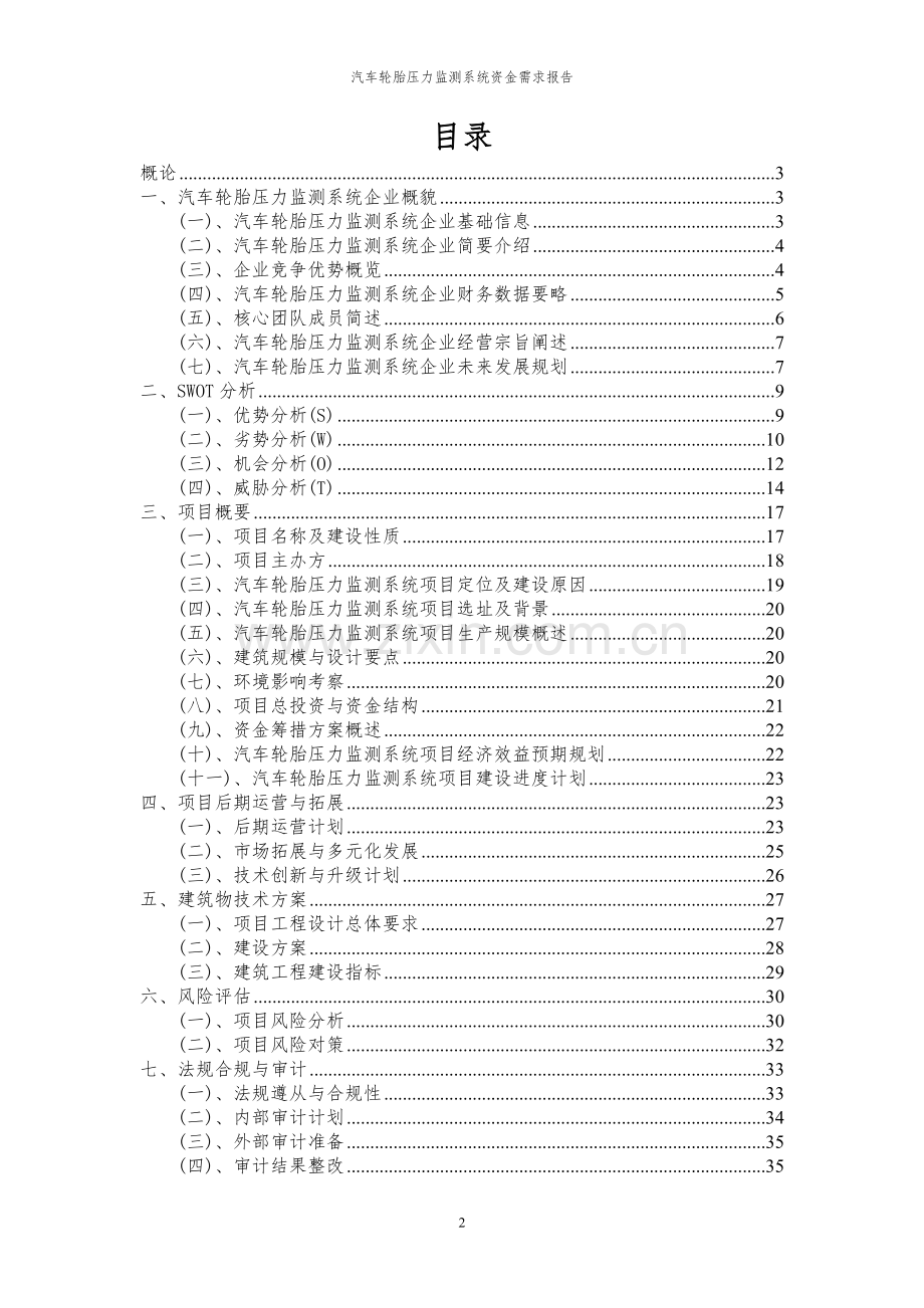 2024年汽车轮胎压力监测系统项目资金需求报告.docx_第2页