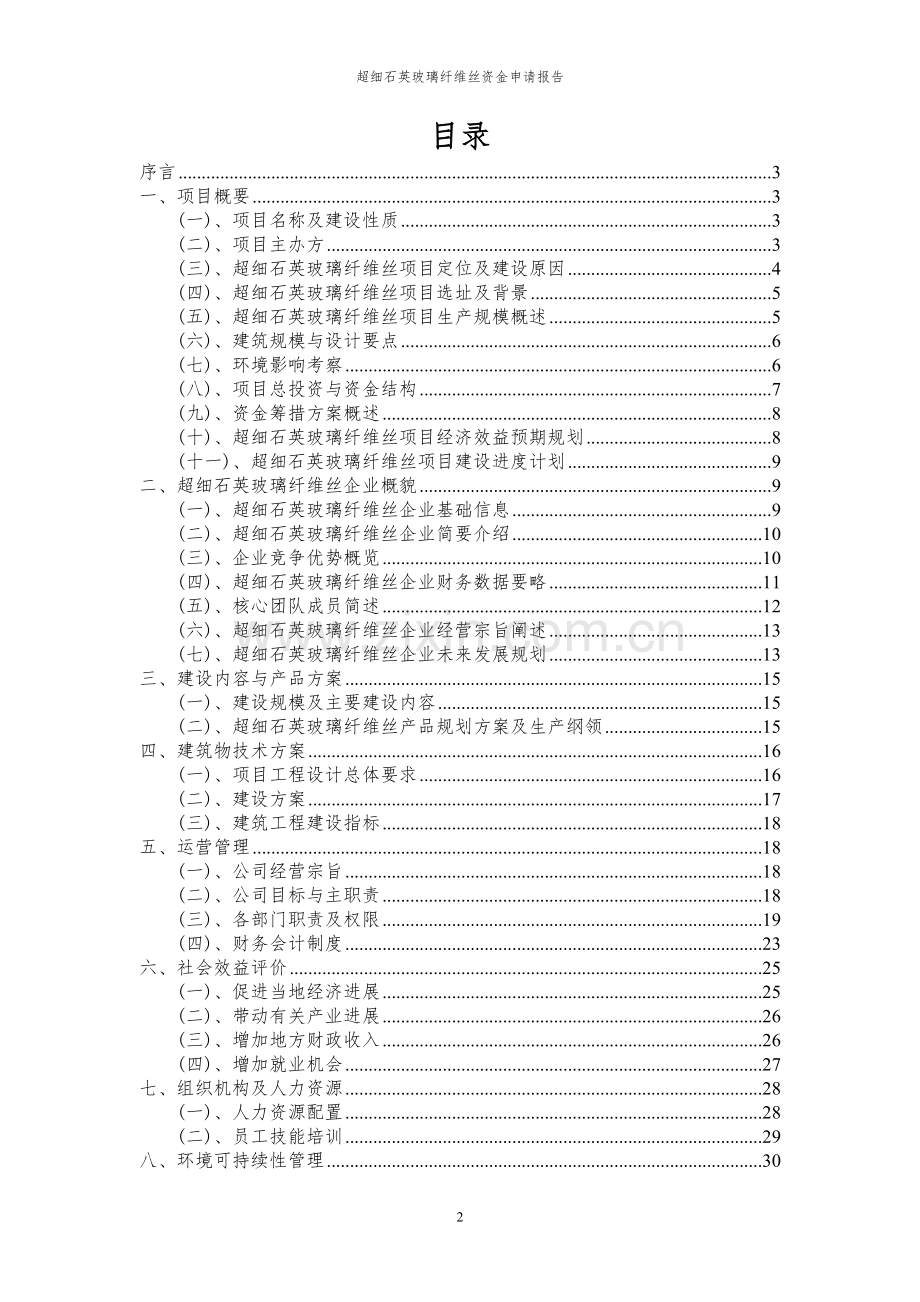 2023年超细石英玻璃纤维丝项目资金申请报告.docx_第2页