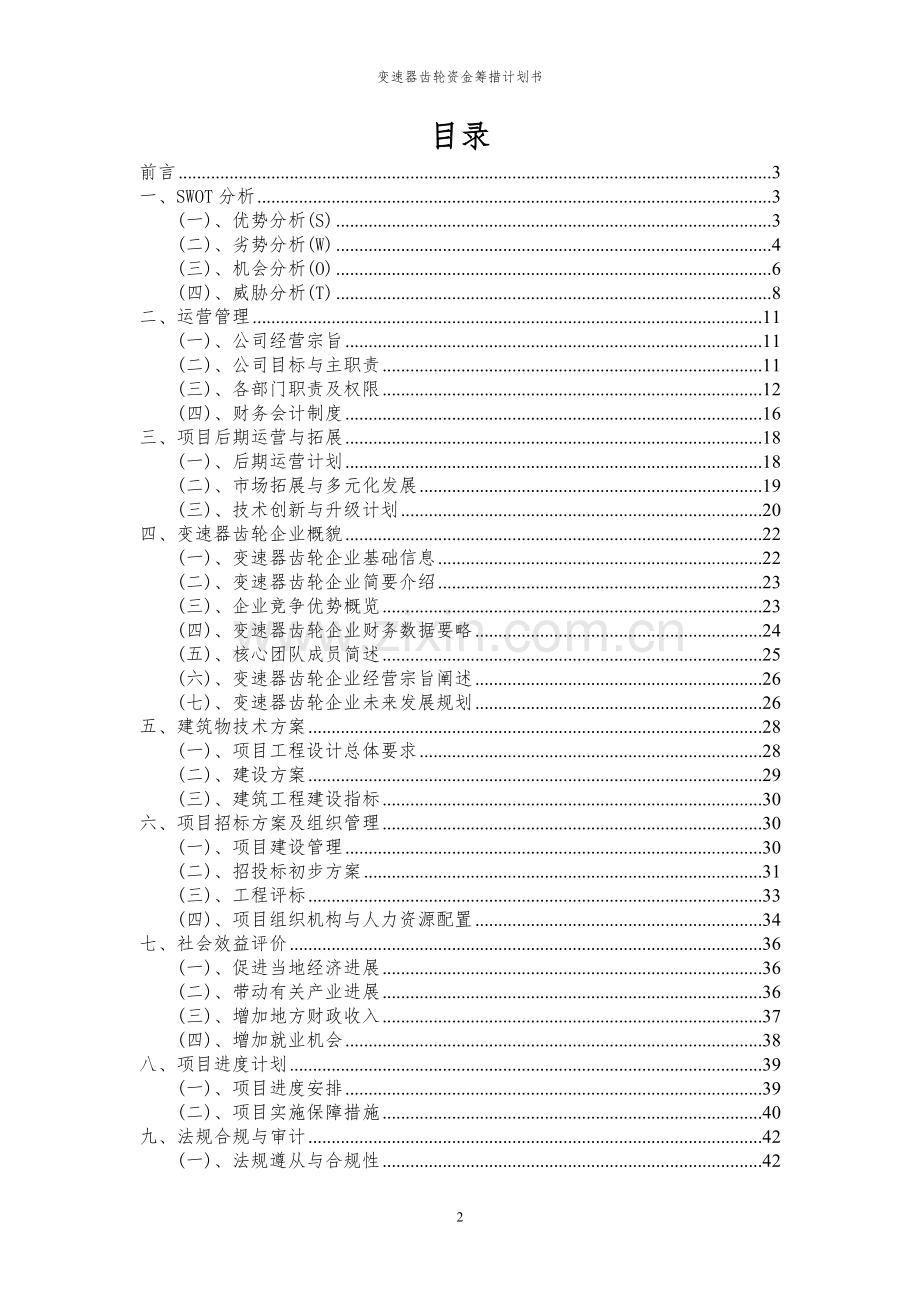 2024年变速器齿轮项目资金筹措计划书.docx_第2页