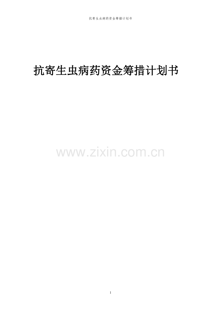 2023年抗寄生虫病药项目资金筹措计划书.docx_第1页