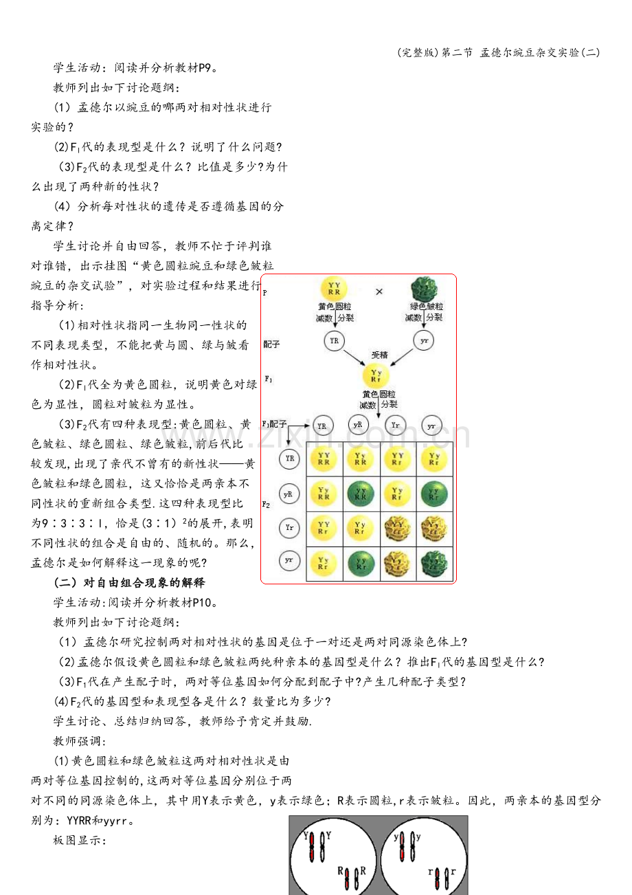 第二节-孟德尔豌豆杂交实验(二).doc_第2页