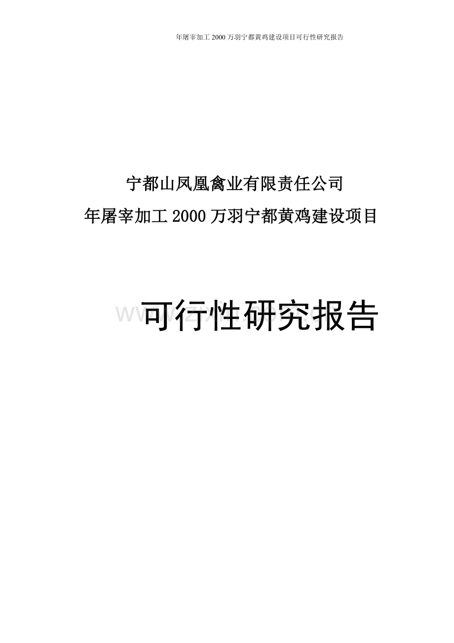 年屠宰加工2000万羽宁都黄鸡项目可行性分析报告.doc_第1页