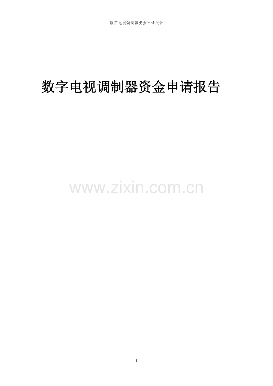 2024年数字电视调制器投资项目资金申请报告书.docx_第1页