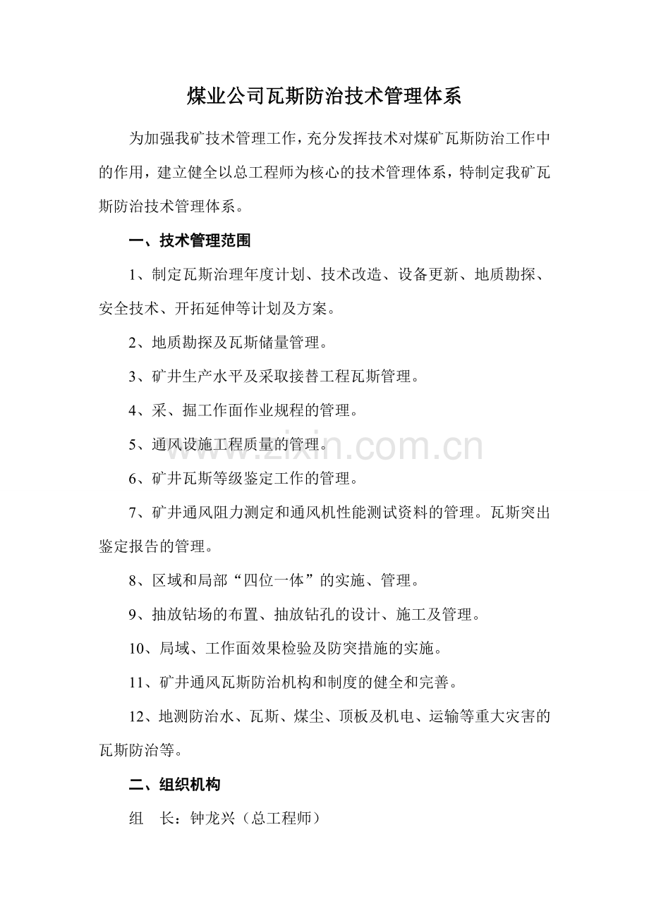 煤业瓦斯防治技术管理体系.doc_第1页