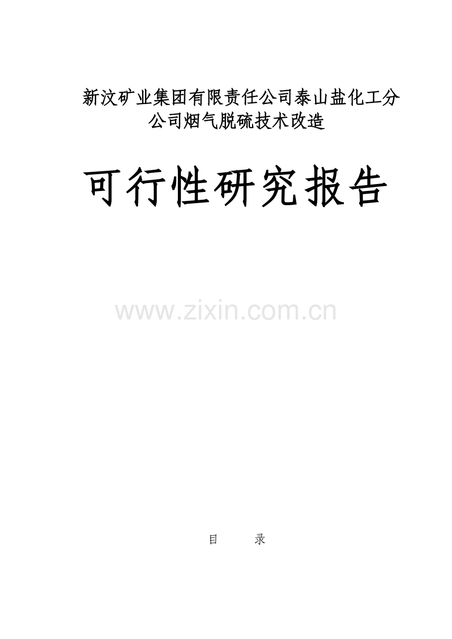 新汶矿业集团有限责任公司泰山盐化工分公司烟气脱硫技术改造可行性谋划书.doc_第1页