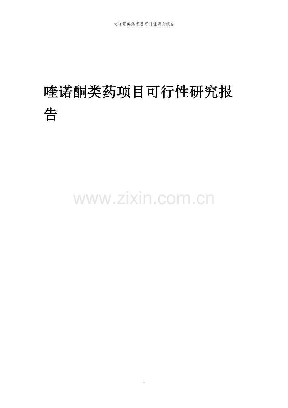 2024年喹诺酮类药项目可行性研究报告.docx_第1页