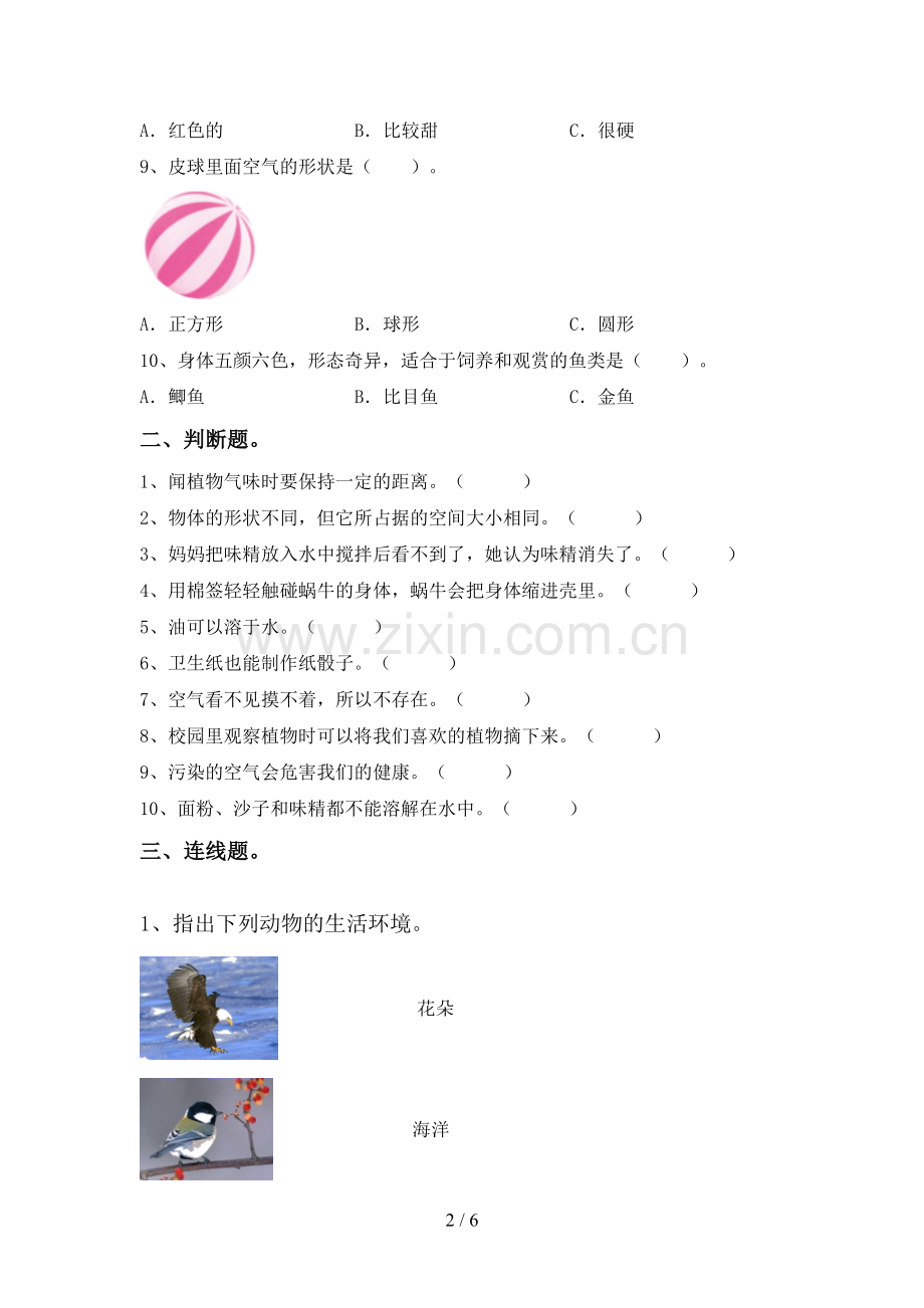 一年级科学下册期中试卷.doc_第2页