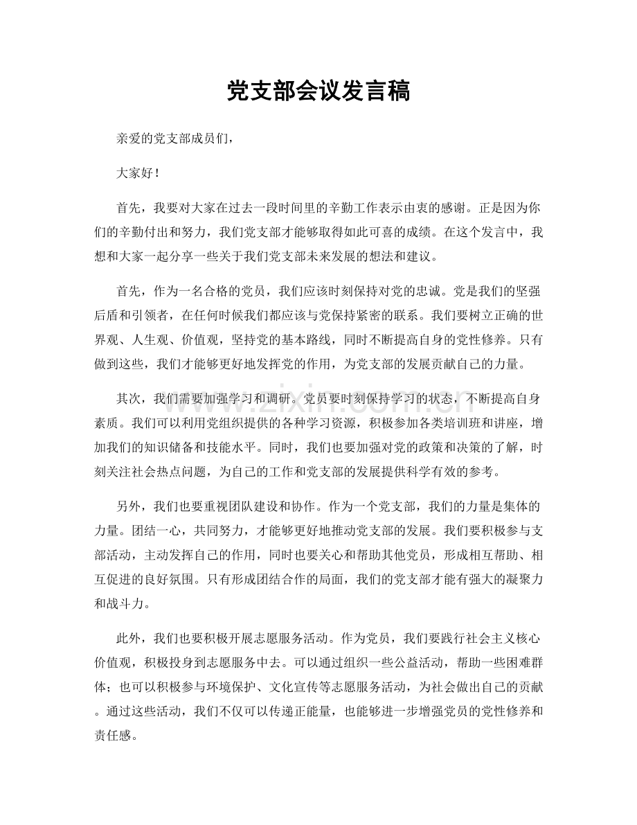 党支部会议发言稿.docx_第1页