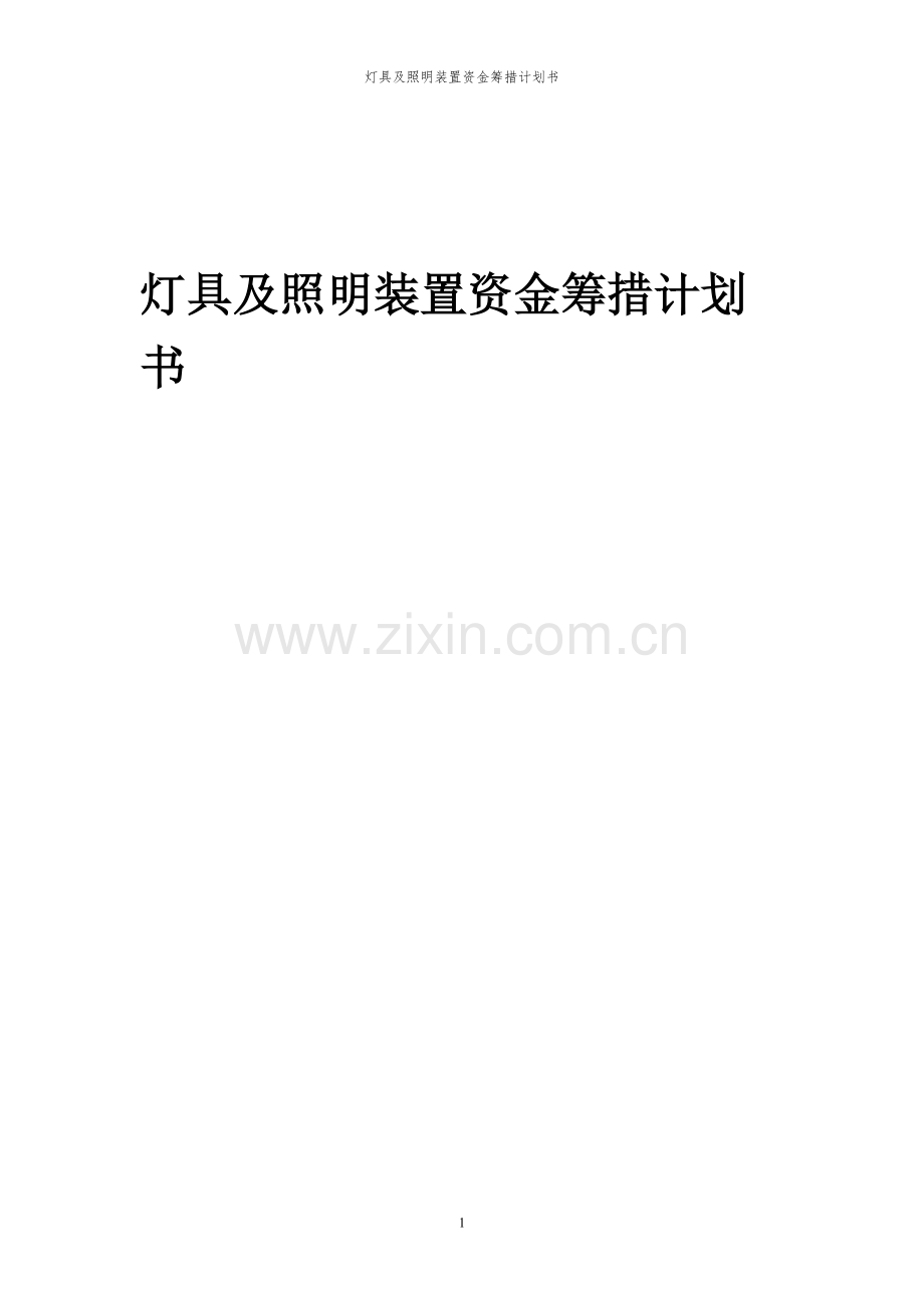 2024年灯具及照明装置项目资金筹措计划书.docx_第1页
