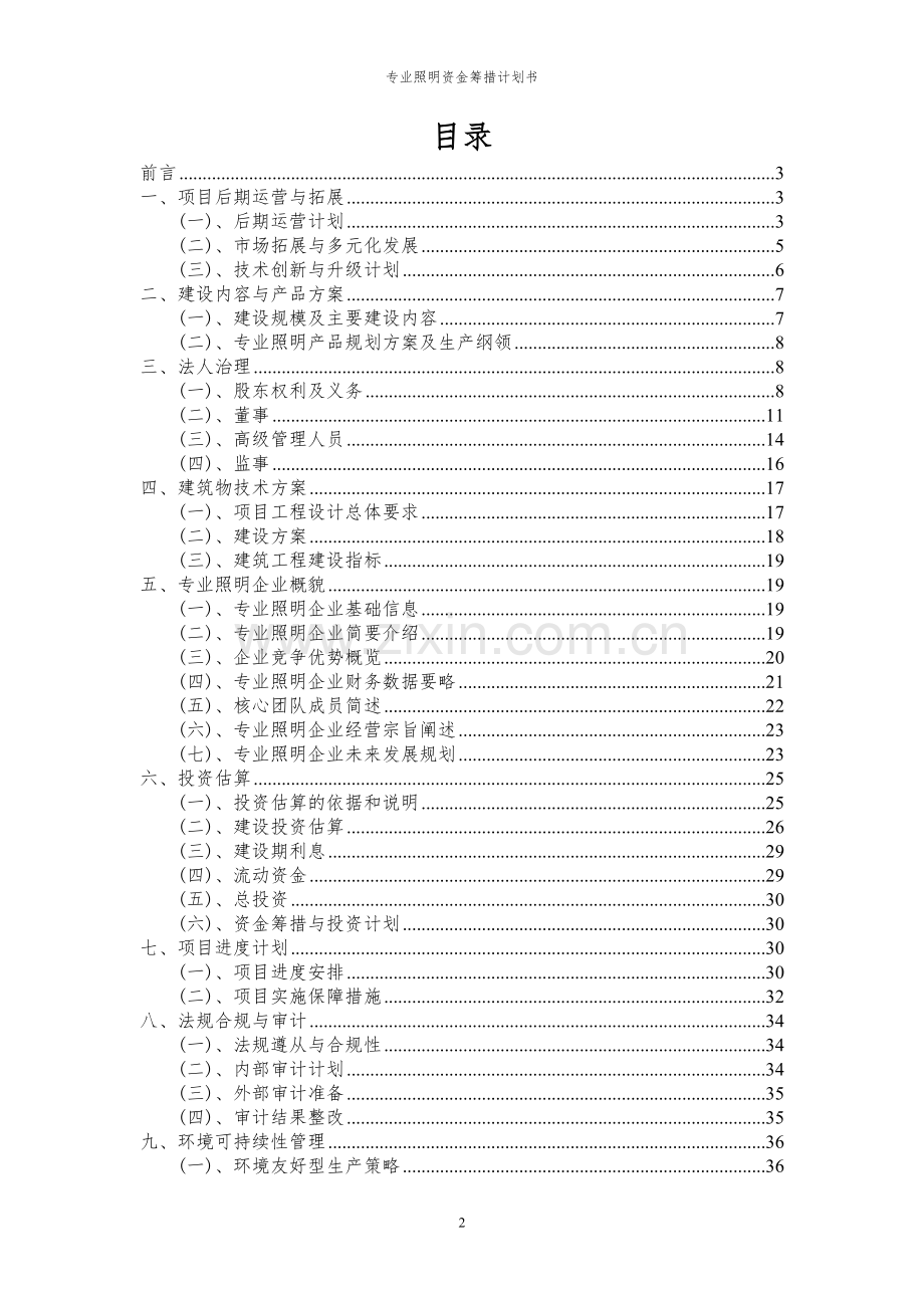 2024年专业照明项目资金筹措计划书.docx_第2页