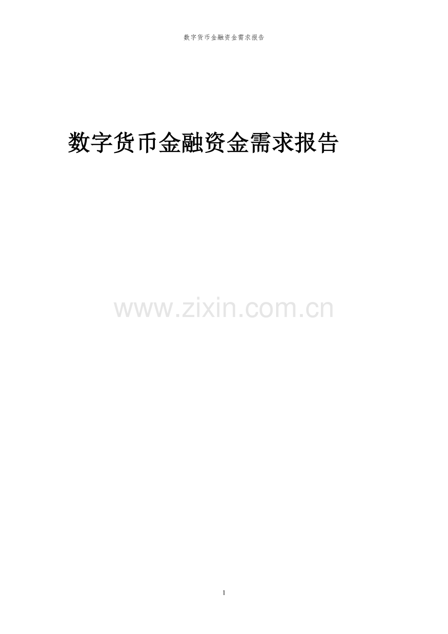 2024年数字货币金融项目资金需求报告.docx_第1页