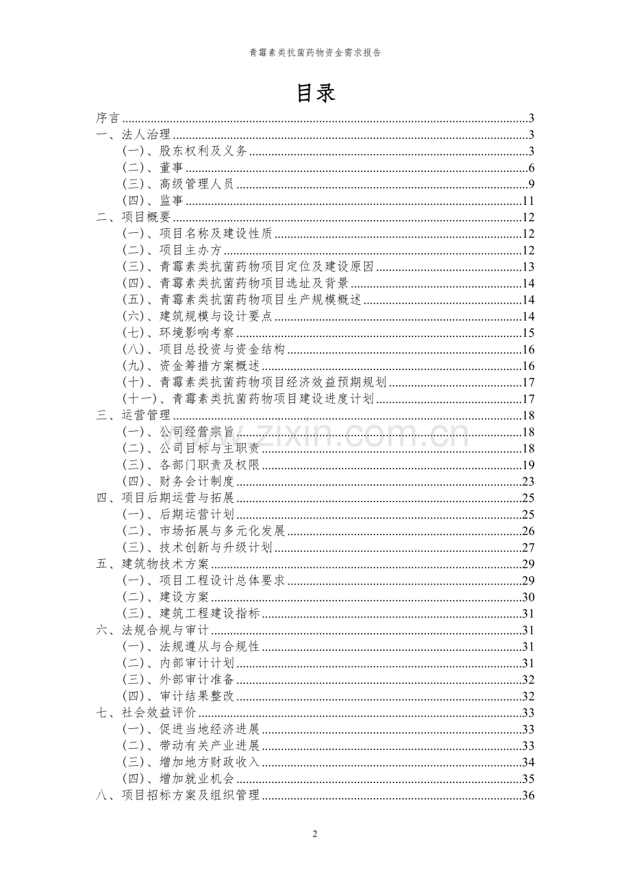 2024年青霉素类抗菌药物项目资金需求报告.docx_第2页