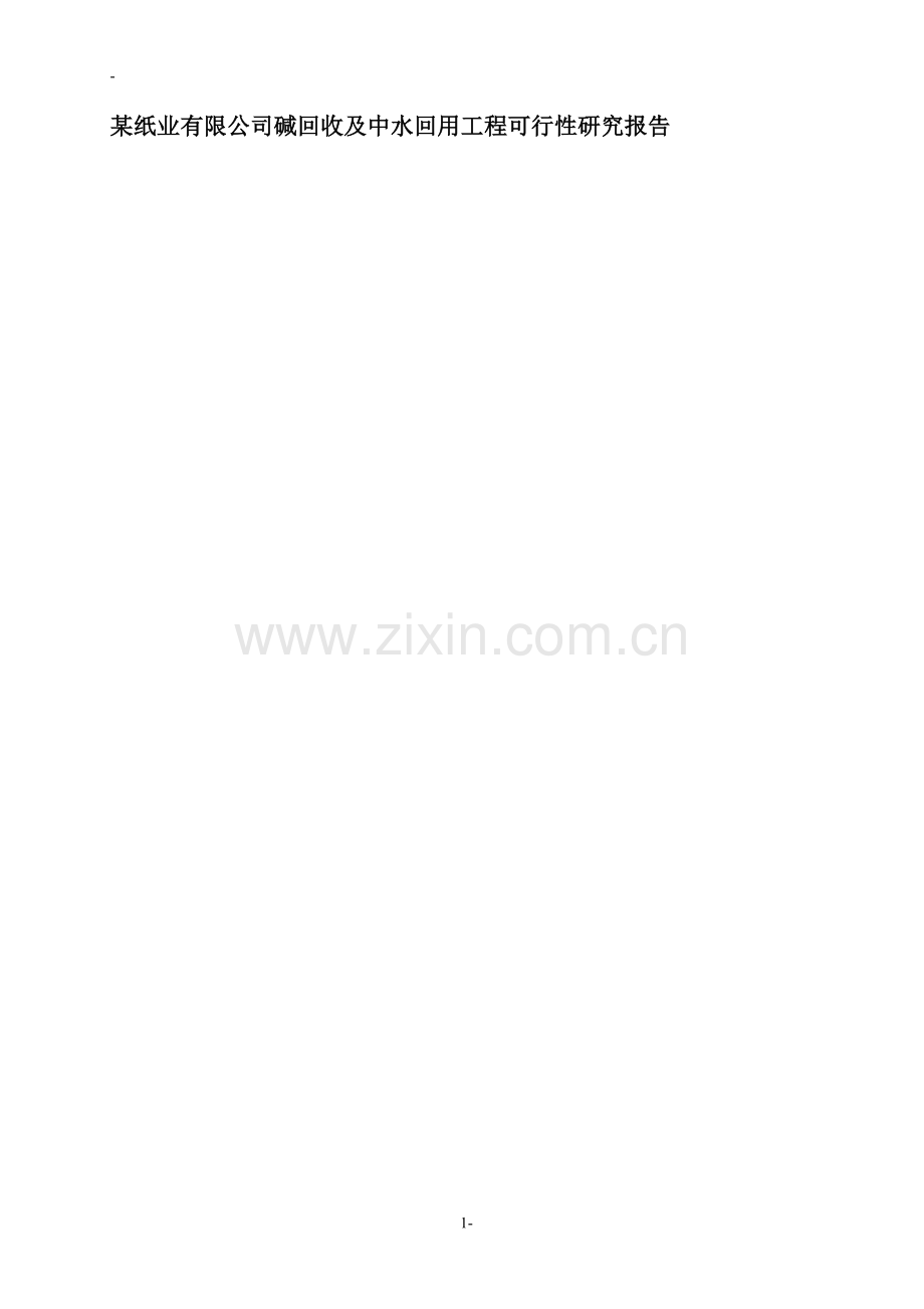 造纸厂碱回收及中水回用工程可行性论证报告.doc_第1页