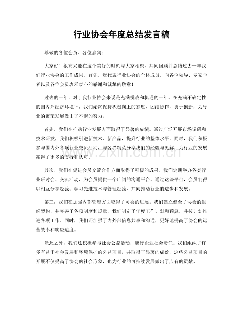 行业协会年度总结发言稿.docx_第1页