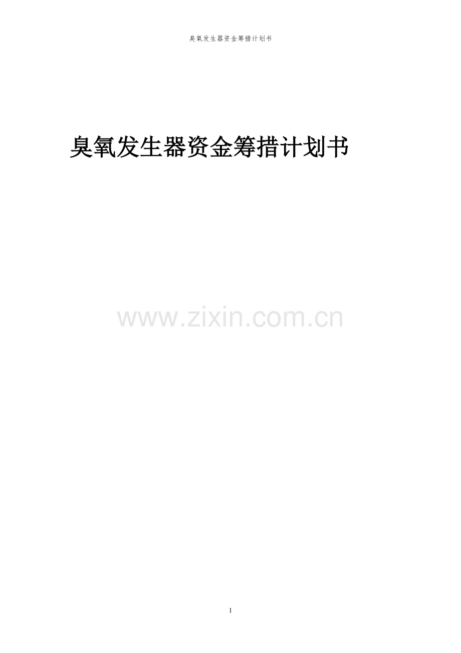 2024年臭氧发生器项目资金筹措计划书.docx_第1页
