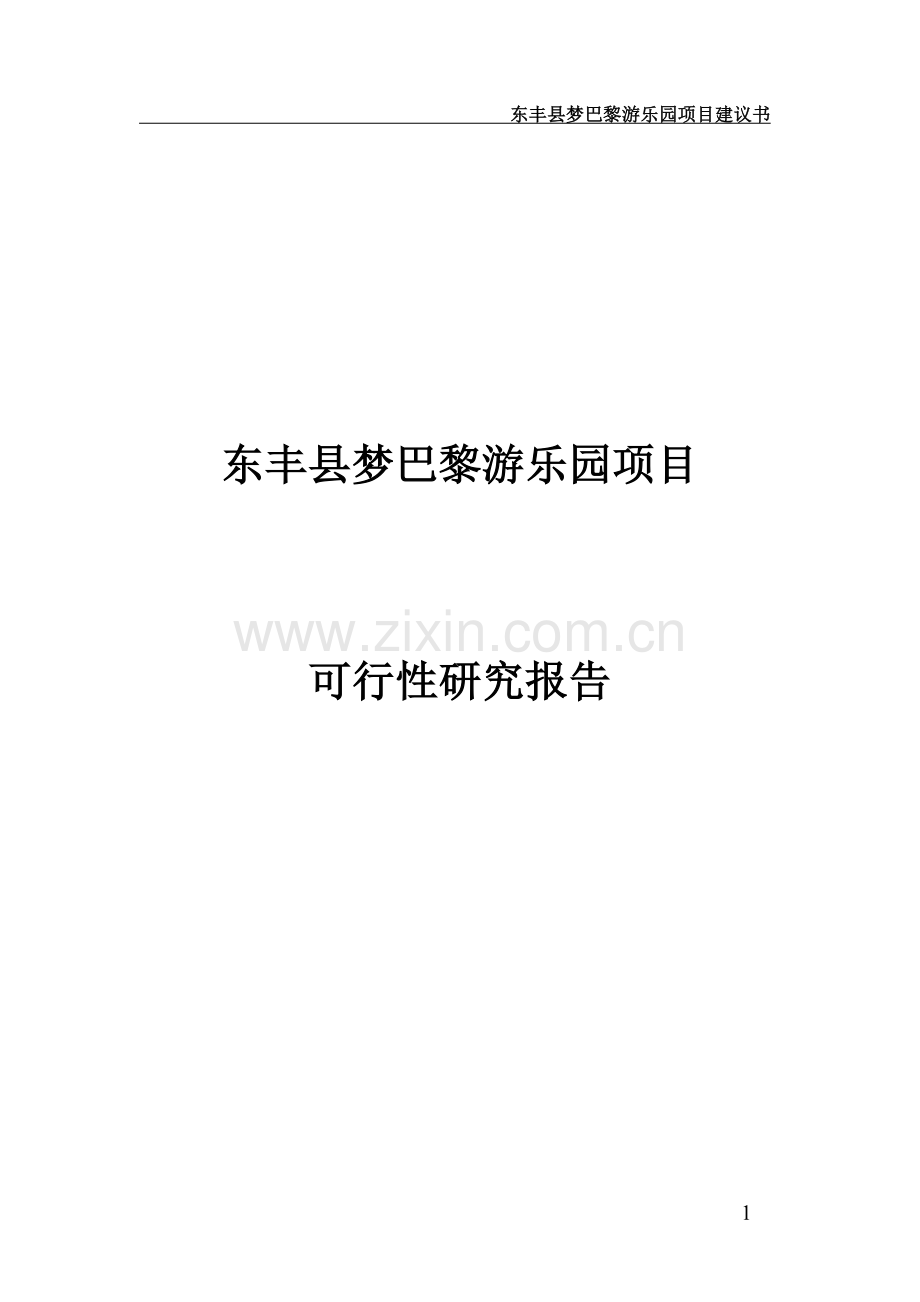 东丰市梦巴黎游乐园建设项目可行性谋划书.doc_第1页