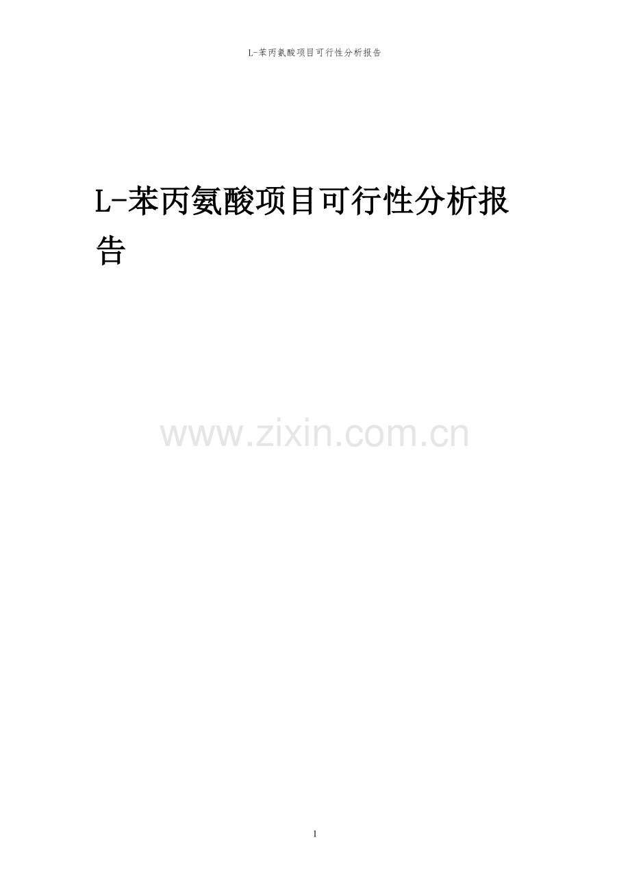 2023年L-苯丙氨酸项目可行性分析报告.docx_第1页