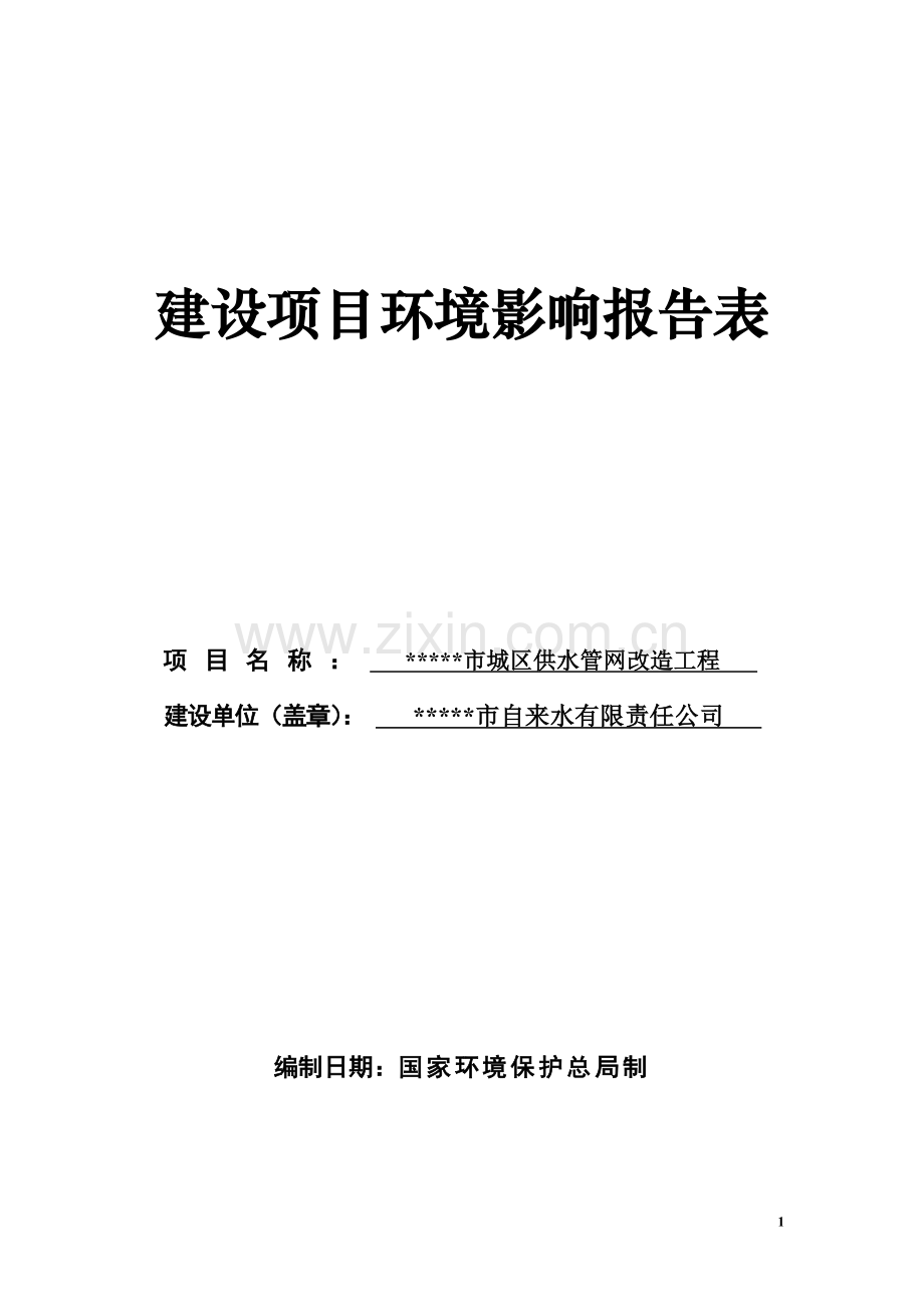 某公司城区供水管网改造工程项目环境评估报告.doc_第1页