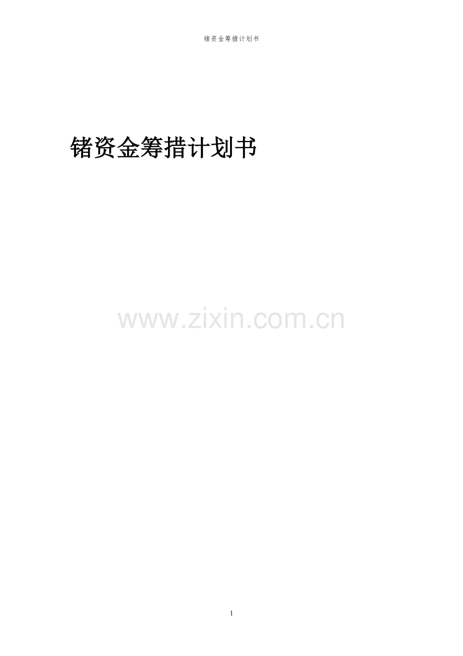 2023年锗项目资金筹措计划书.docx_第1页