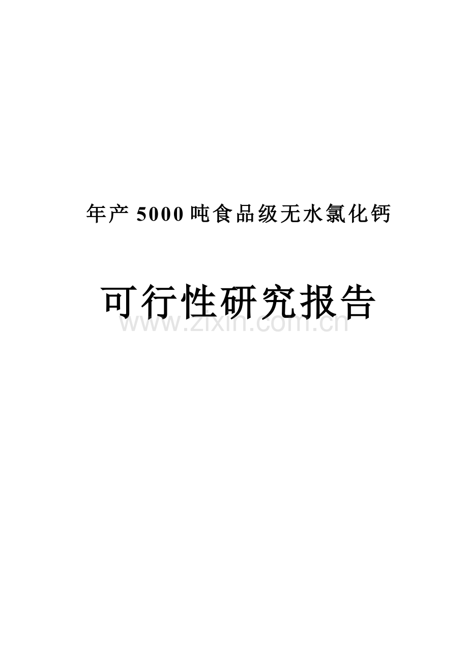年产15000吨食品级无水氯化钙可行性论证报告.doc_第1页