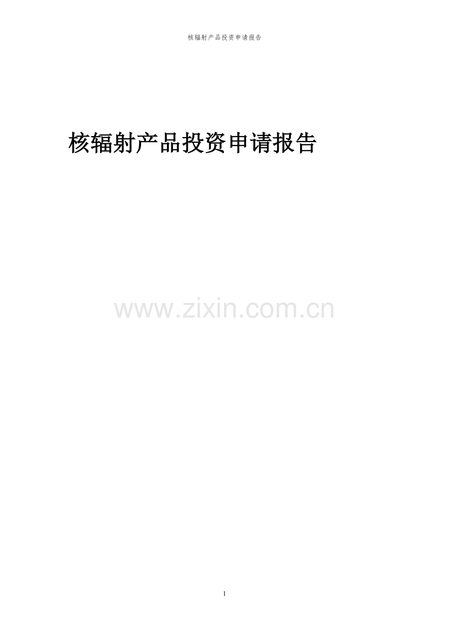 2024年核辐射产品投资申请报告.docx_第1页