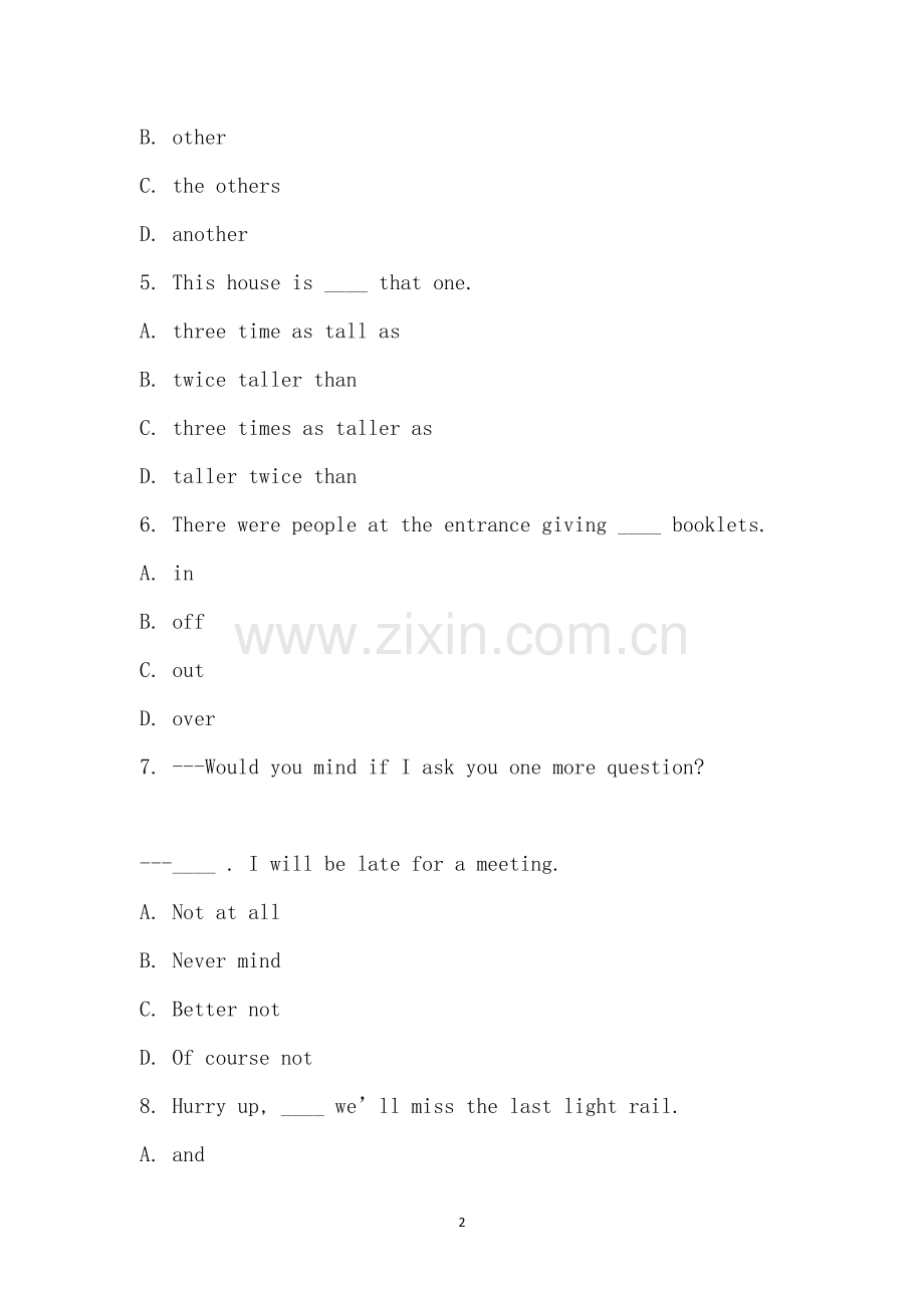 湖北省技能高考文化综合考试(英语)-2.docx_第2页