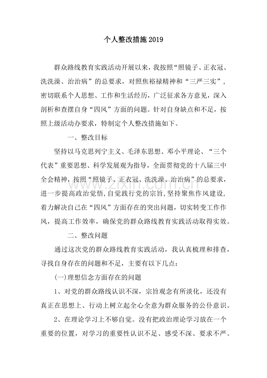 个人整改措施2019.docx_第1页