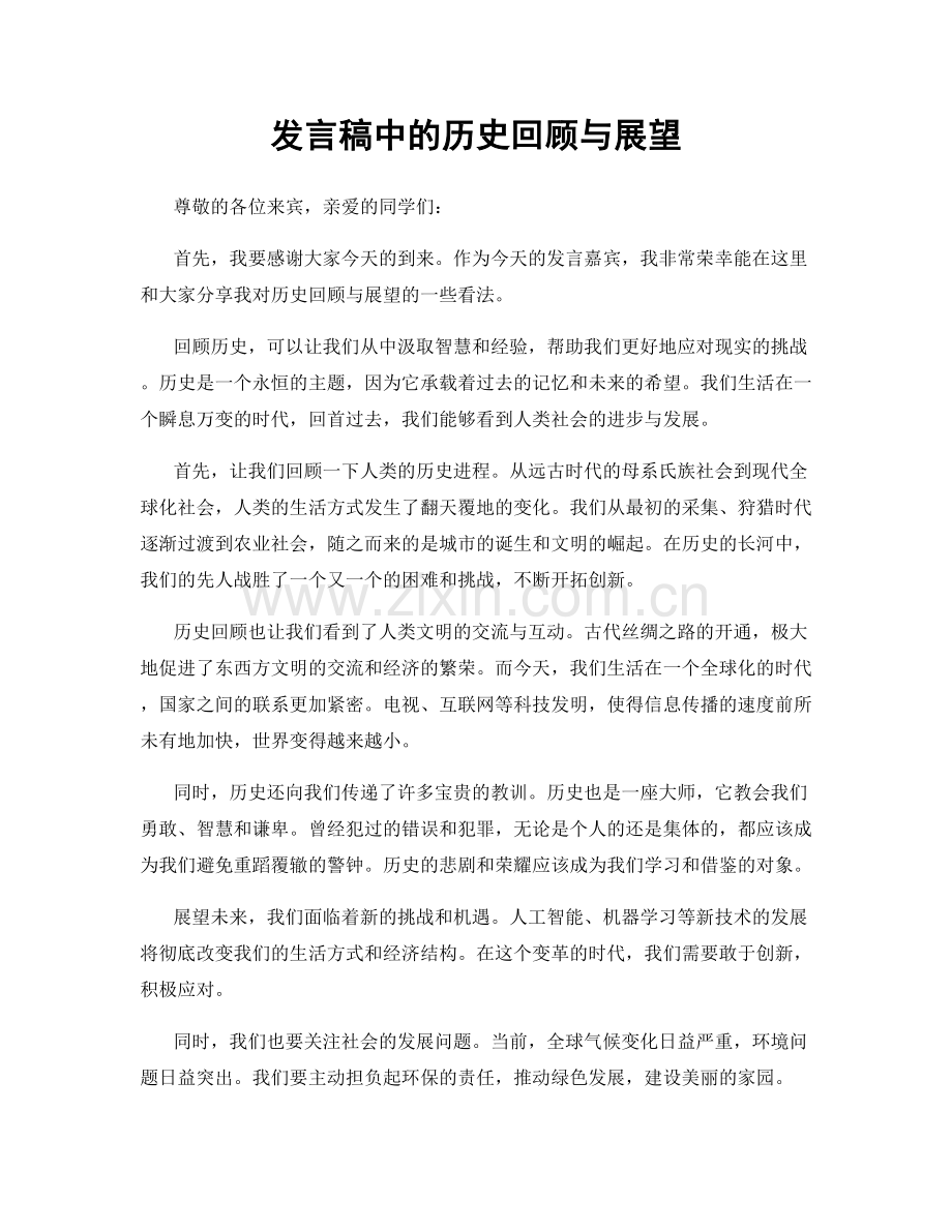 发言稿中的历史回顾与展望.docx_第1页