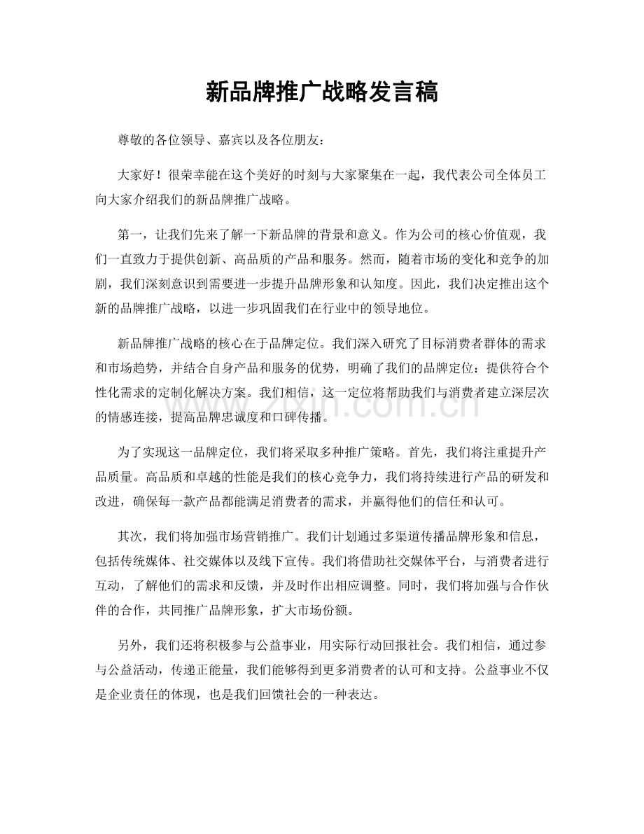新品牌推广战略发言稿.docx_第1页