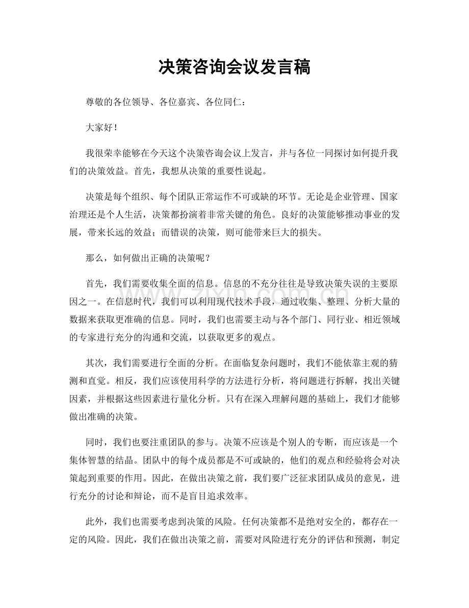 决策咨询会议发言稿.docx_第1页