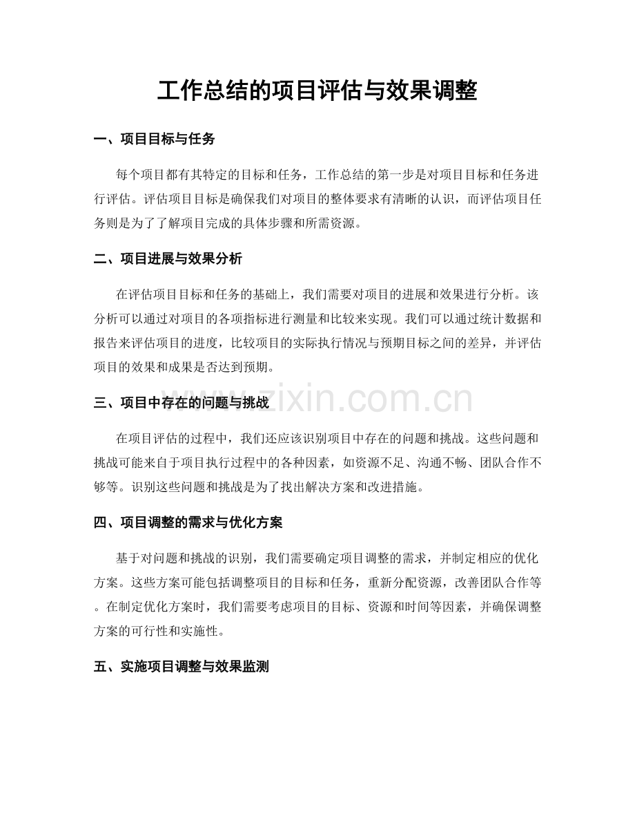 工作总结的项目评估与效果调整.docx_第1页