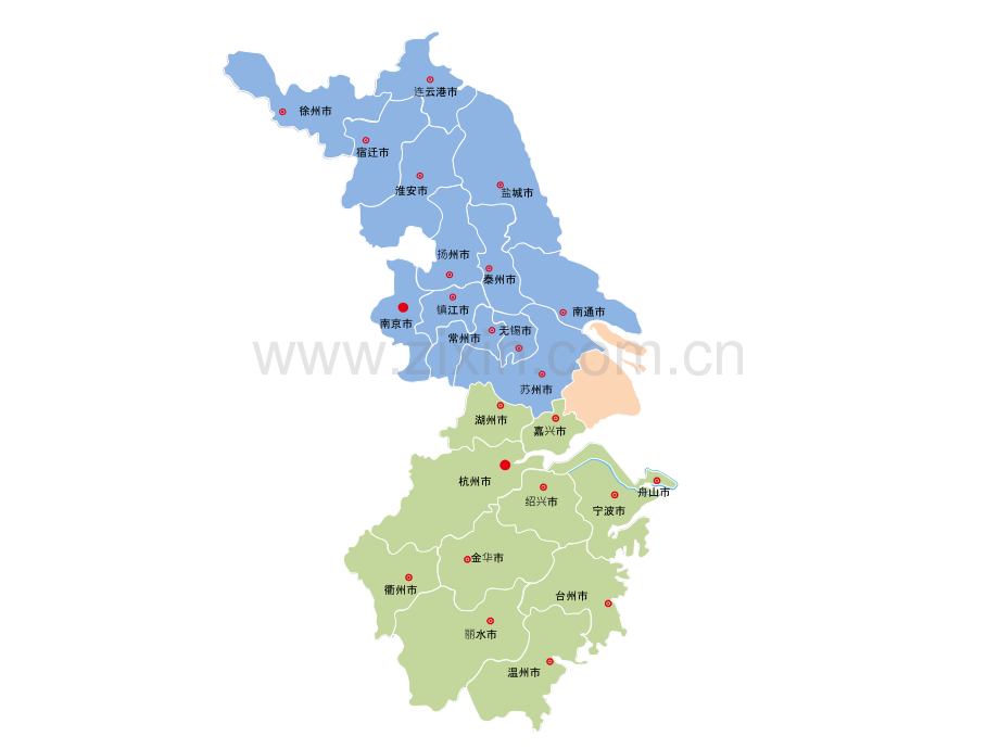 长三角地区地图可以随意更改颜色转动组合.ppt_第2页