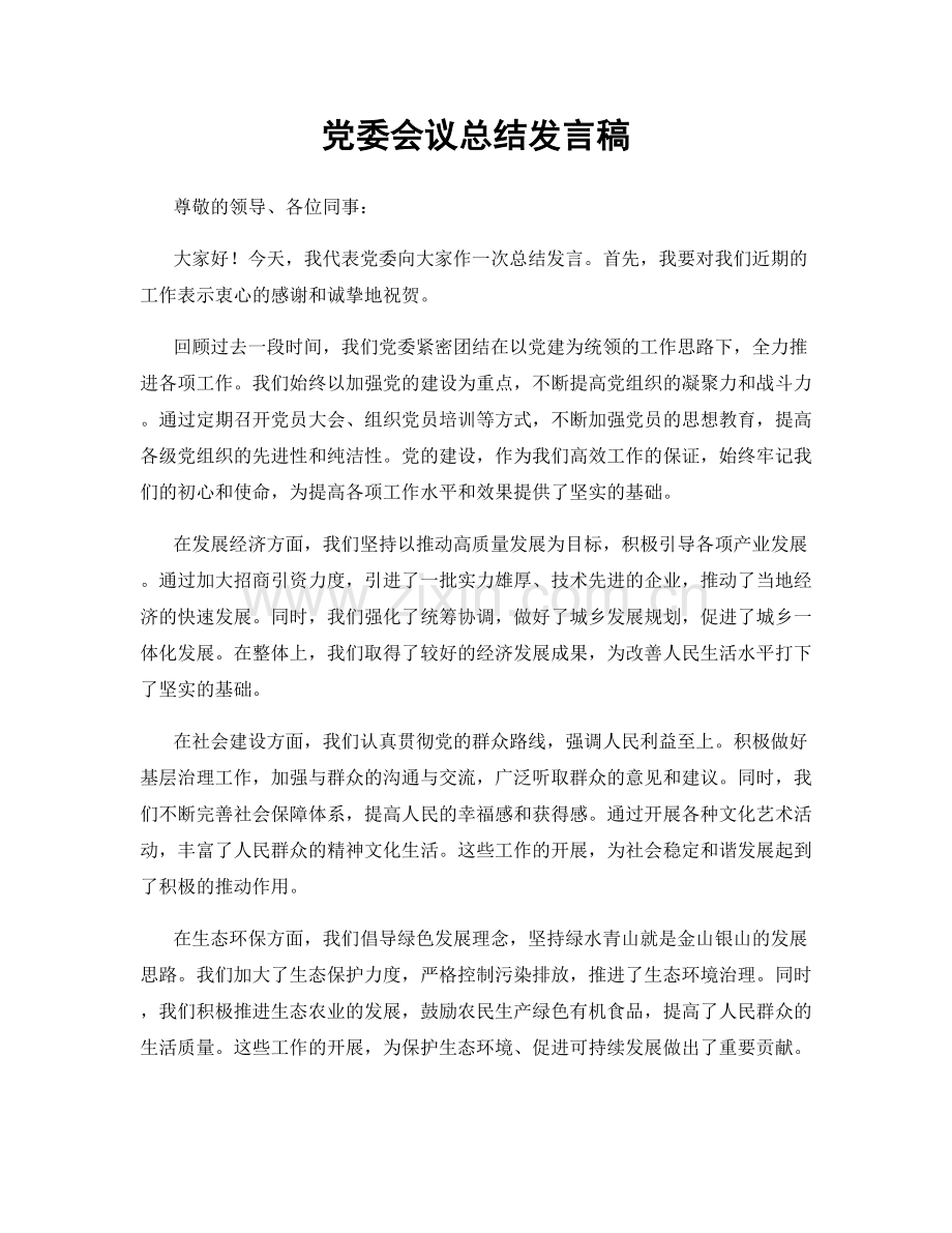 党委会议总结发言稿.docx_第1页