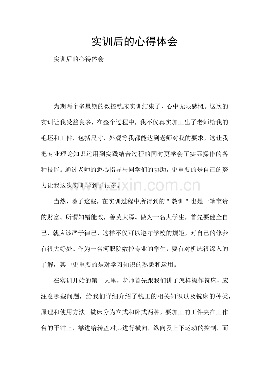实训后的心得体会.docx_第1页