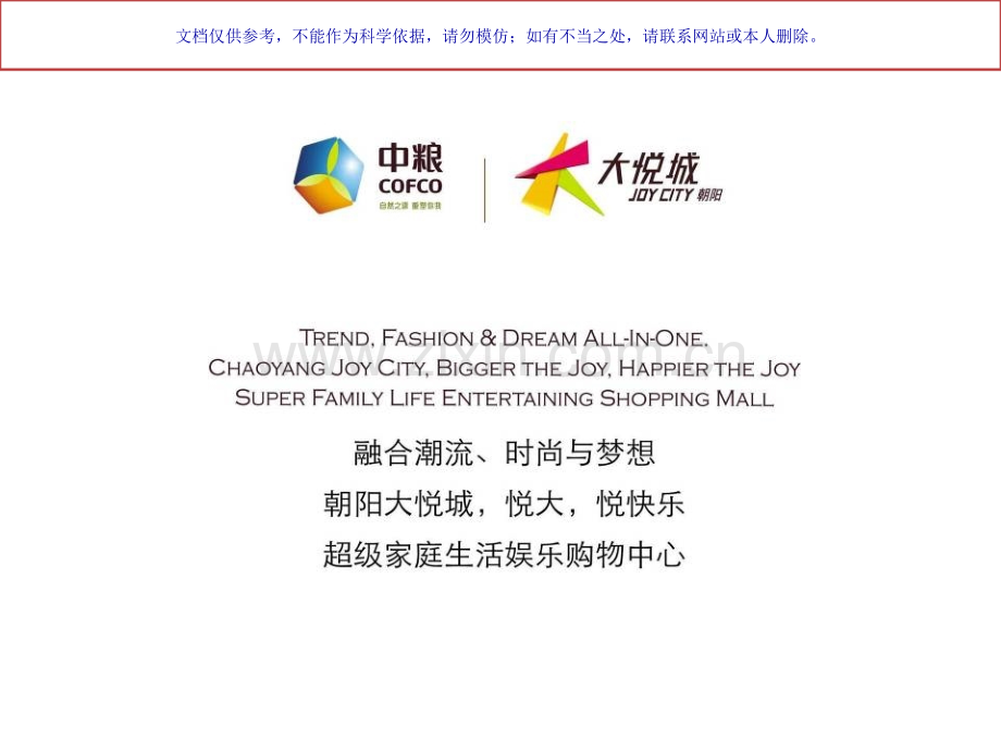 中粮大悦城超级家庭生活娱乐购物中心策划方案课件.ppt_第1页