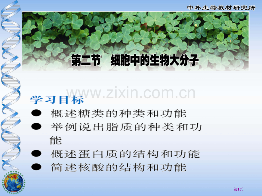 生物细胞中的生物大分子苏教版必修省公共课一等奖全国赛课获奖课件.pptx_第1页