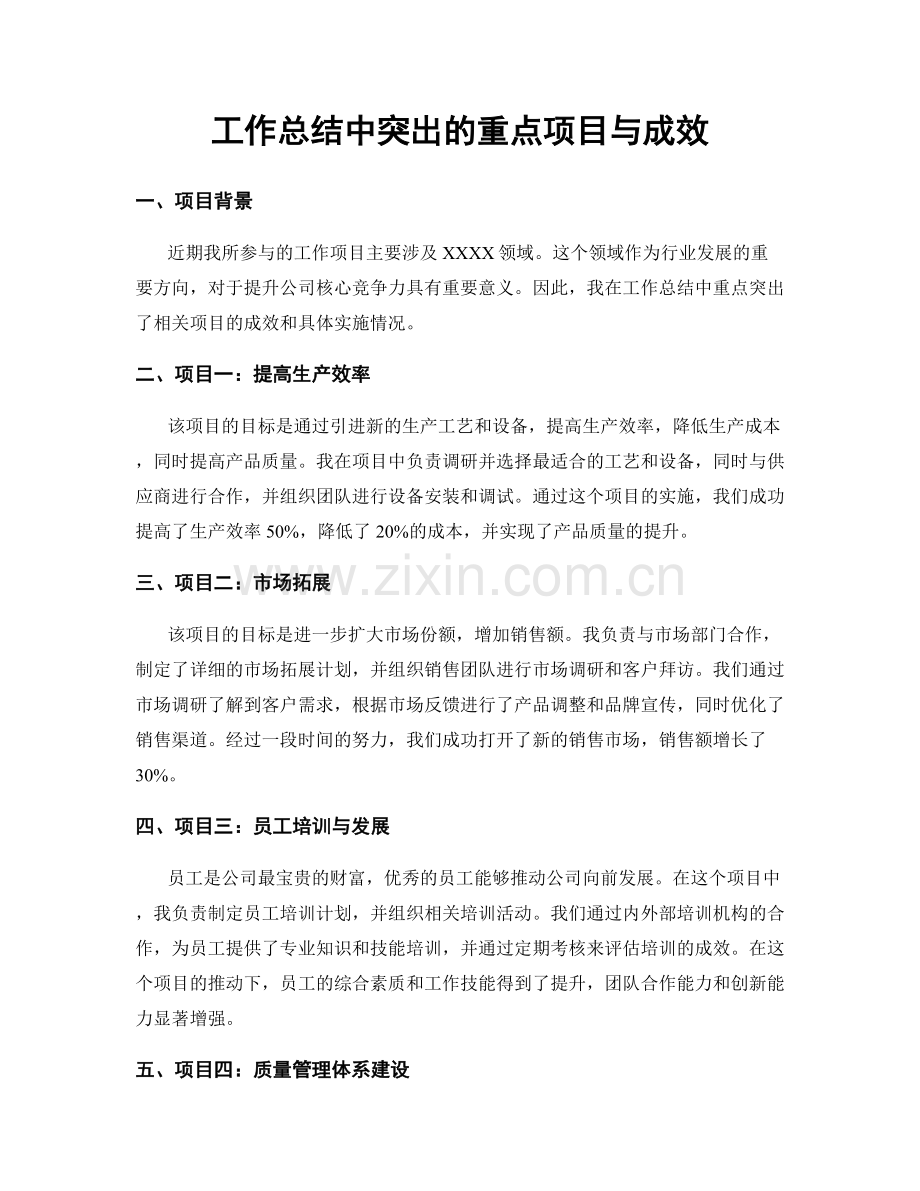 工作总结中突出的重点项目与成效.docx_第1页