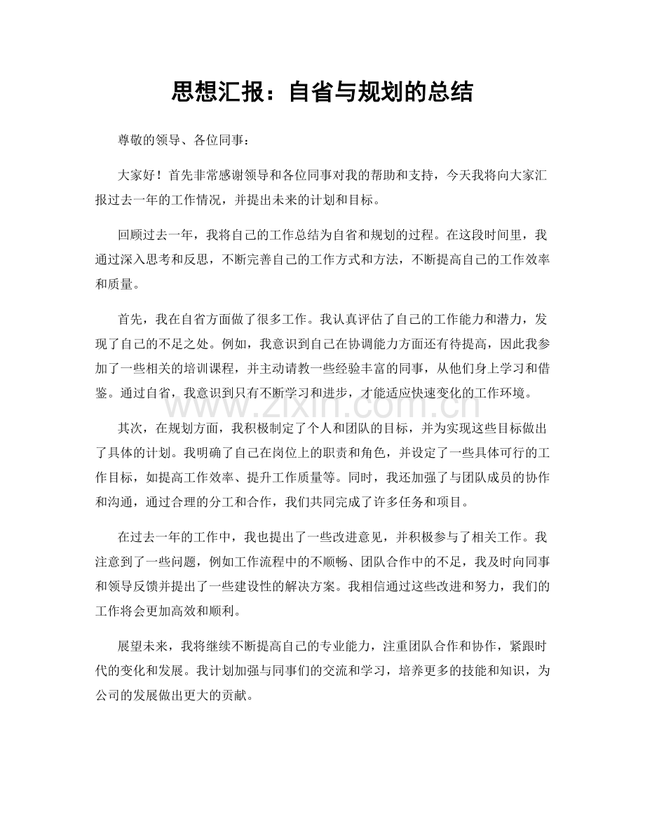 思想汇报：自省与规划的总结.docx_第1页