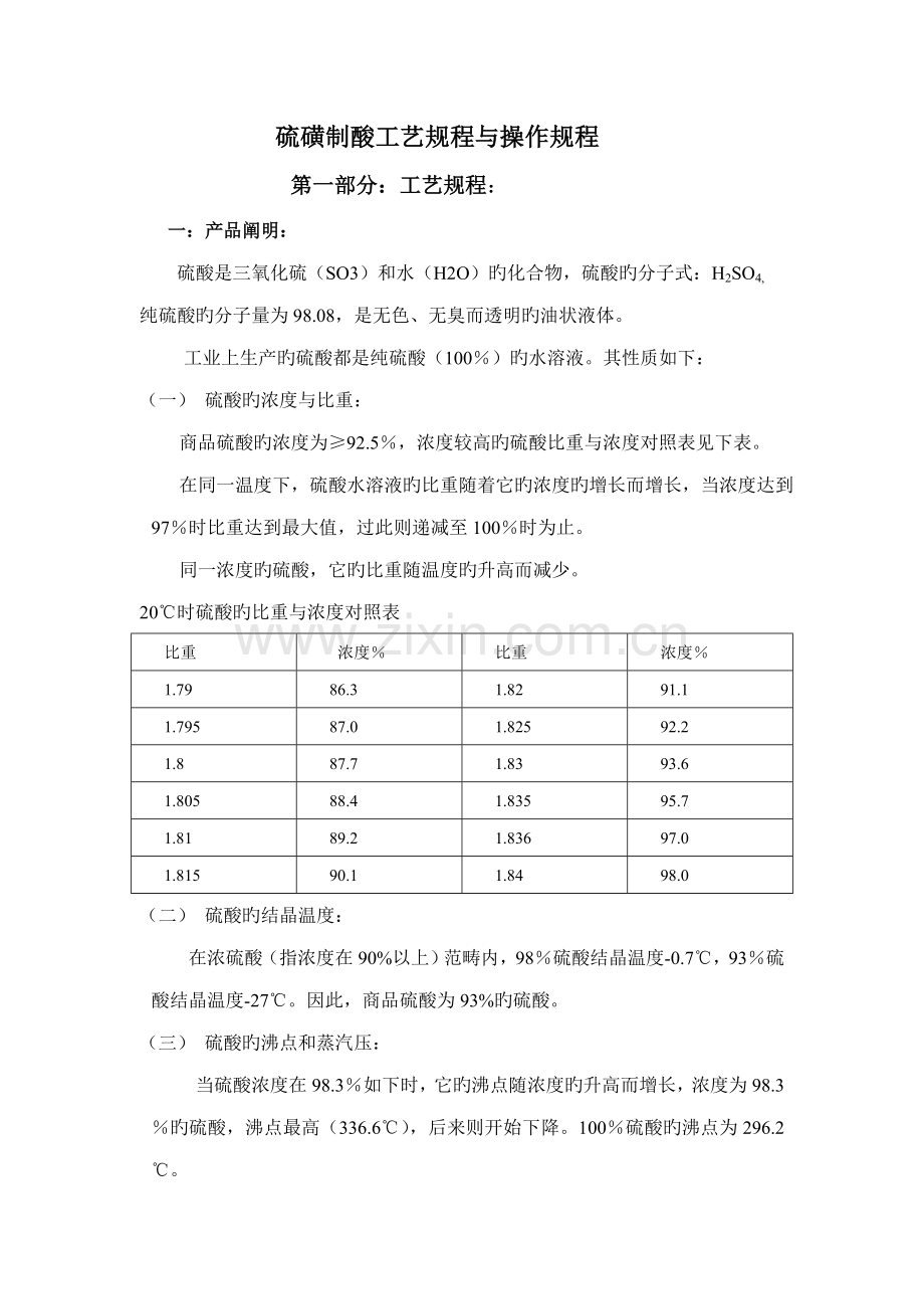 硫磺制酸标准工艺专题规程与操作专题规程.docx_第1页