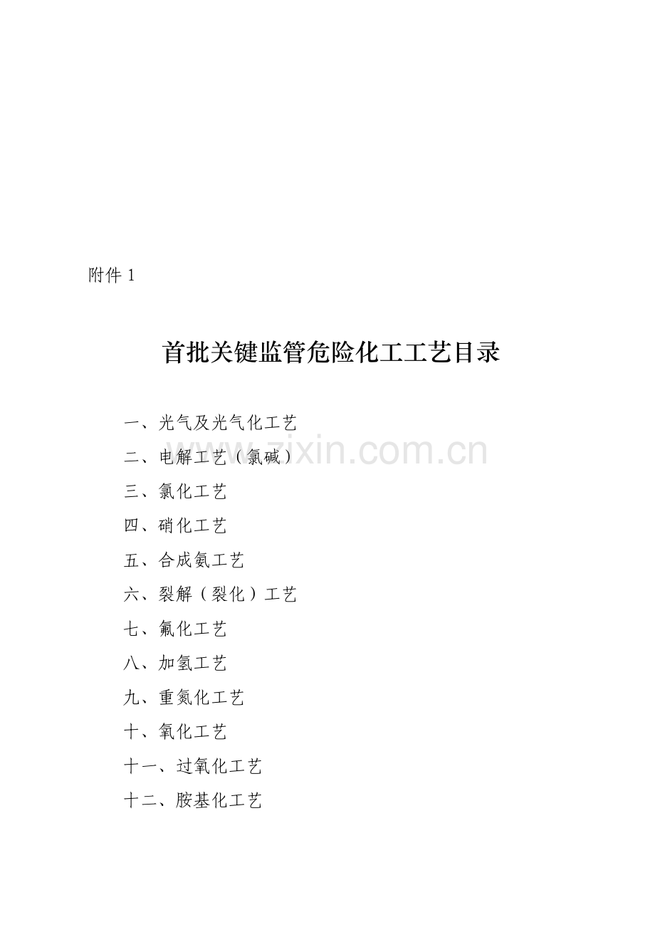 首批重点监管的危险化工工艺大全模板.doc_第1页