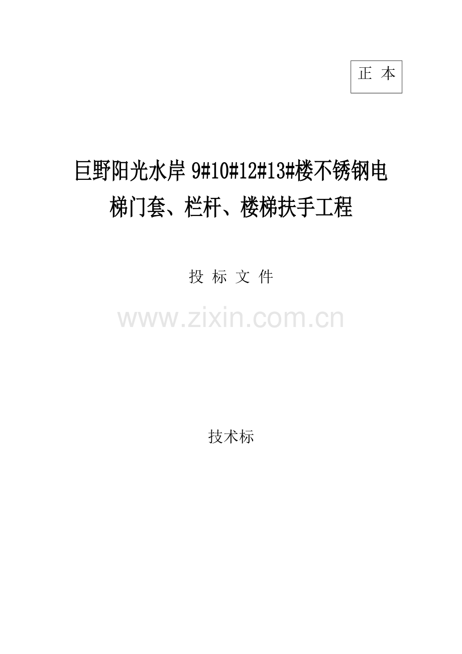 不锈钢电梯门套重点技术标正本.docx_第1页