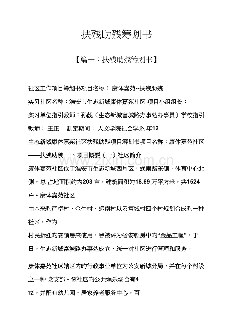 扶残助残综合计划书.docx_第1页