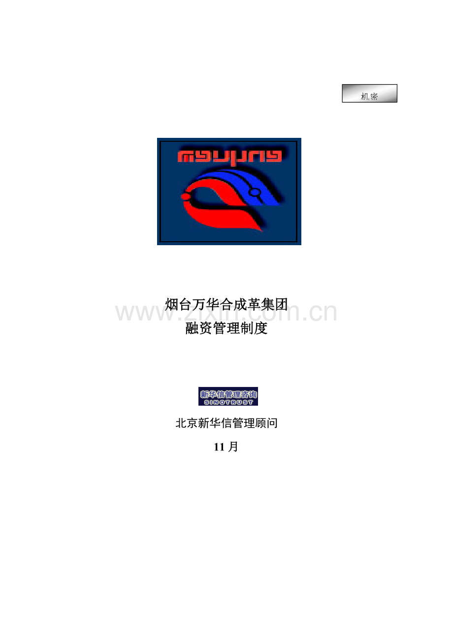 烟台万华合成革集团融资管理制度样本.doc_第1页