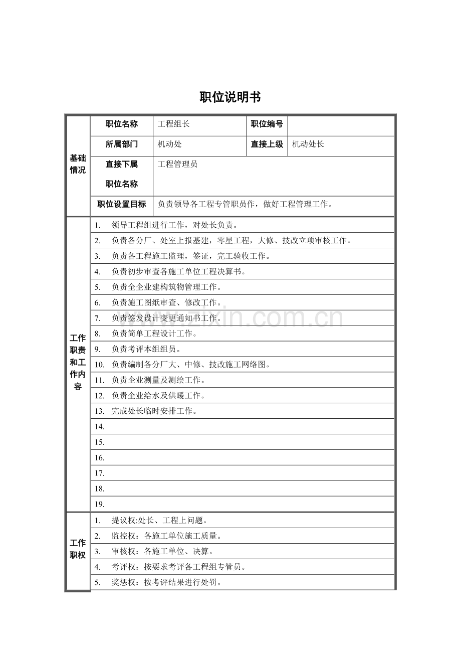机动处工程组长岗位职责样本.doc_第1页