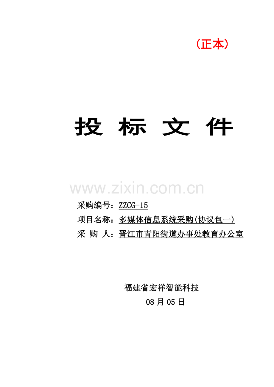 多媒体信息系统采购投标文件模板.doc_第1页